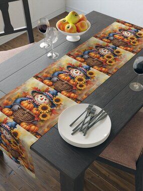 Scarecrow Pumpkin Sunflower Table Runner Fall Autumn Decor